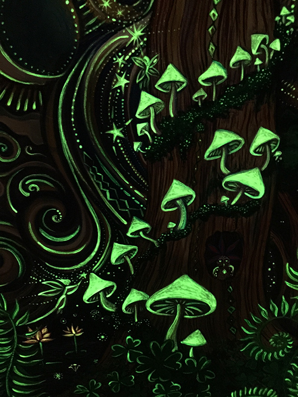 Enchanted Forest With Glowing Mushrooms, Glow in the Dark