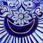 "Osram Ne Nsoromma" 4 x 4 inches Acrylics on Canvas with 1.5 inche painted sides. Ready to hang!